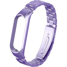 Nezih Case Xiaomi Mi Band 6 Uyumlu Metal Baklalı Klipsli Kordon Lila