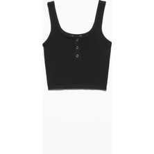 Dilvin 3728 Önü Çıtçıtlı Atlet-Siyah