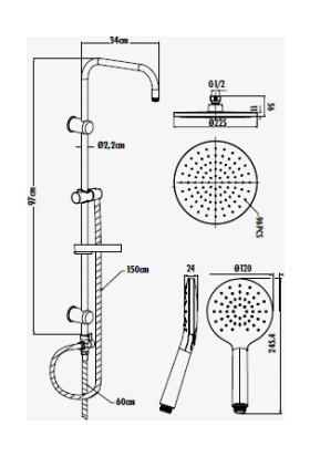 Creavit SH640 Tepe Duş Sistemi Krom Oval