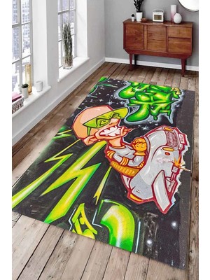 Resmiro Kaymaz Taban Yıkanabilir Sürrealizm Grafiti Halı