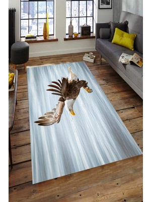 Resmiro Kaymaz Taban Yıkanabilir Kartal Tasarımlı Halı