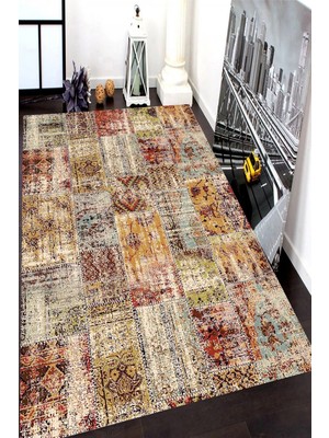 Resmiro Kaymaz Taban Yıkanabilir Etnik Kilim Desenli Halı