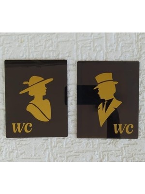 Grafhum Retro Tasarım Gümüş Wc Yönlendirme Tabelası Wc Set Ikili