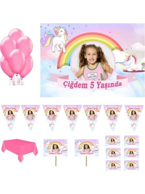 Hayaller Dükkanı Unicorn Doğum Günü Parti Seti Magnet, Pvc Kaplı Afiş HDTS120