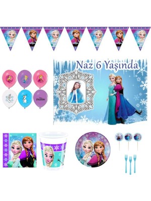 Hayaller Dükkanı 16 Kişilik Frozen Elsa  Karlar Ülkesi Doğum Günü Setleri, Parti Malzemeleri Fotoğraflı Afiş