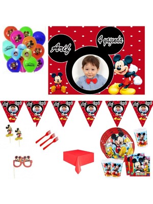 Hayaller Dükkanı 16 Kişilik Miki Afişli Parti Seti Erkek Mickey
