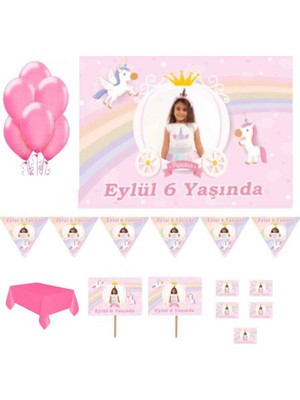 Hayaller Dükkanı Unicorn Doğum Günü Parti Seti Magnet, Pvc Kaplı Afiş