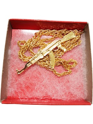 Modaroma Ak-47 Altın Kaplama Zincirli Kolye
