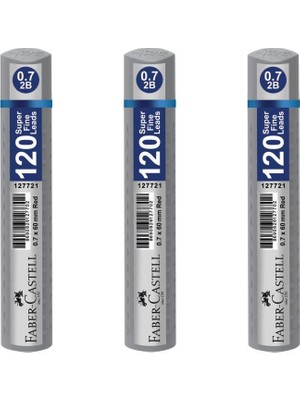 Faber-Castell Grip Min 0.7 2b 60 mm 120'li Tüp Gümüş 3'lü
