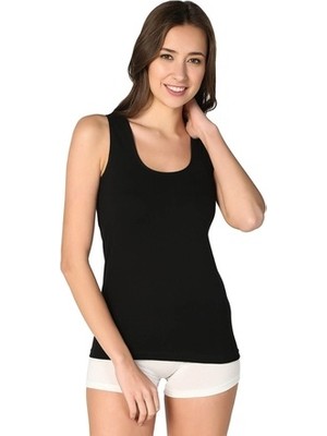 Tutku Elit Kadın  Siyah  3'lü Modal Elastan Geniş Askı Atlet