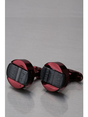 Kravatkolik Vişne Çürüğü Füme Taşlı Yuvarlak Kol Düğmesi KD1299