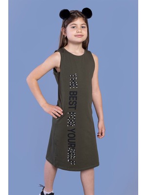 Toontoy Kız Çocuk Inci Detaylı Baskılı Elbise
