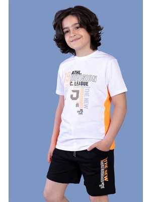 Toontoy Erkek Çocuk Garni Detaylı Baskılı Şortlu Takım