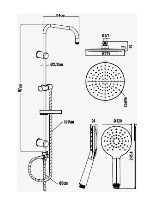 Creavit SH640 Tepe Duş Sistemi Krom Oval