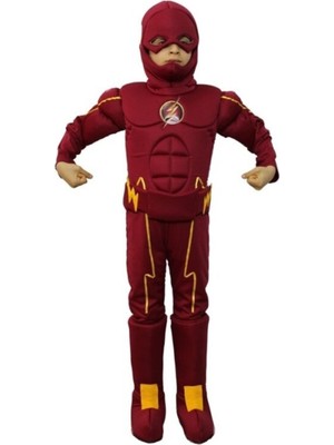 Bkmc Flash Kostümü Kaslı Delüks +Kılıç Seti