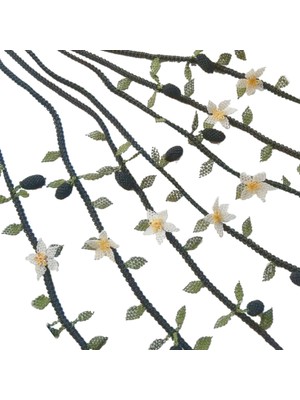 Soma Kadın Atölyesi Zeytin Gözlük Ipi Çiçekli Elişi Iğne Oyası 85 cm Beyaz-Siyah