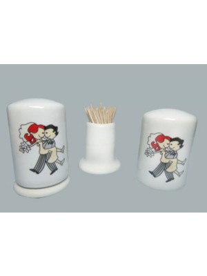 Hayaller Dükkanı 20 Adet Kürdanlık Seramik Gelin Damatlı Pk1