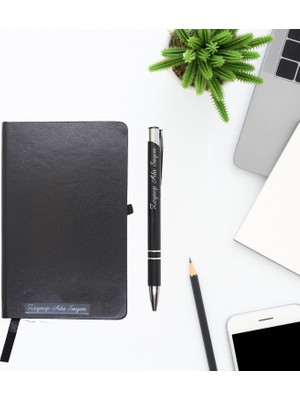 Ada Lazer Kişiye Özel Deri Not Defteri ve Kalem Seti