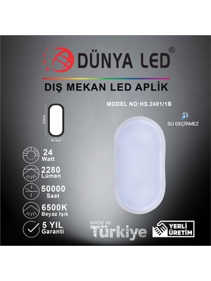 Dünya LED HS.2401/1-B 24W Beyaz LED Glob Armatür 6500K Beyaz Işık