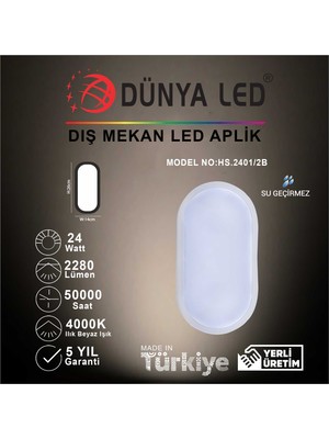 Dünya LED HS.2401/2-B 24W Beyaz LED Glob Armatür 4000K Ilık Beyaz Işık
