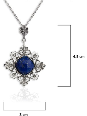 Filigran Silver 925 Ayar Gümüş Otantik El Işçiliği Telkari Doğal Lapis Lazuli Taşlı Kadın Kolye