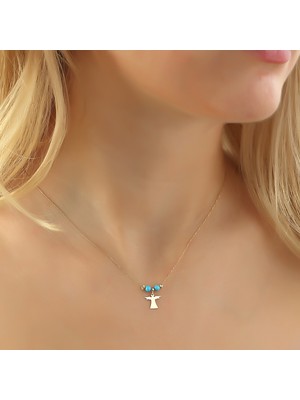 Glorria Altın Renkli Taşlı Melek Kolye