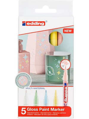 Edding 751 Çok Amaçlı Örtücü Boyama Dekorasyon Markörü Seti 1-2 mm 5'li Pastel Renkler