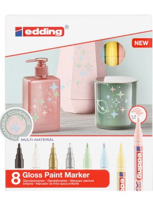 Edding 751 Çok Amaçlı Örtücü Boyama Dekorasyon Markörü Seti 1-2 mm 8'li Pastel Renkler