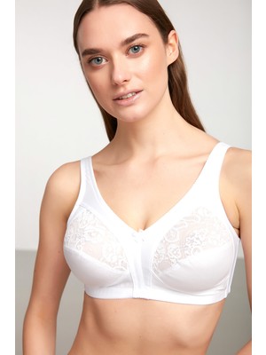 Kom Kadın Barbara Beyaz Dantelli Telsiz Toparlayıcı Sütyen
