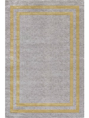 Pierre Cardin Monet MT22B Gri Sarı Çerçeveli Saçaklı Doğal Iplik Modern Salon Halısı