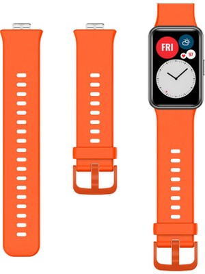 Nezih Case Huawei Watch Fit Uyumlu (Soft Tasarım) Silikon Kordon Turuncu