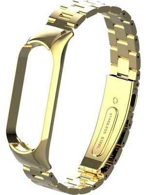 Nezih Case Xiaomi Mi Band 5 Uyumlu Metal Baklalı Klipsli Kordon Gold
