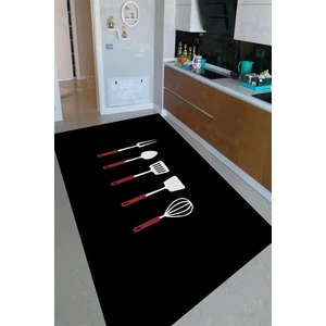 Kaymaz Taban Yıkanabilir Modern Mutfak Gereçleri Çizimli Mutfak Halısı