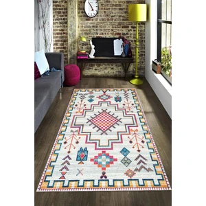 Kaymaz Taban Yıkanabilir Renkli Örme Kilim Desenli Halı