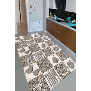 Kaymaz Taban Yıkanabilir Asimetrik Mutfak Çizimli Mutfak Halısı