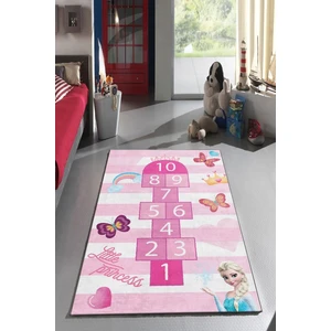 Kaymaz Taban Yıkanabilir Pembe Elsa Prenses Seksek Desenli Çocuk Halısı