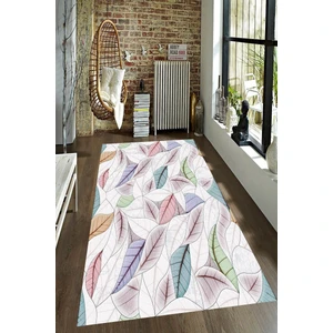 Kaymaz Taban Yıkanabilir Pastel Tonlar Simetrik Yaprak Desenli Halı