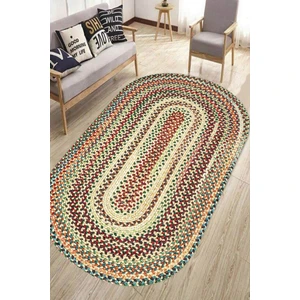 Kaymaz Taban Yıkanabilir Oval Örme Hasır Görünümlü Halı