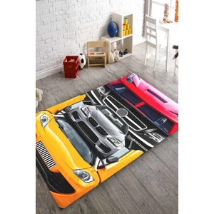 Kaymaz Taban Yıkanabilir Retro Renk Spor Arabalar Çocuk Halısı