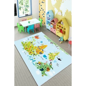 Kaymaz Taban Yıkanabilir Eğitici Harita Desenli Çocuk Halısı