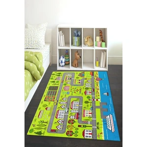 Kaymaz Taban Yıkanabilir Eğlenceli Şehir Oyunu Desenli Çocuk Halısı