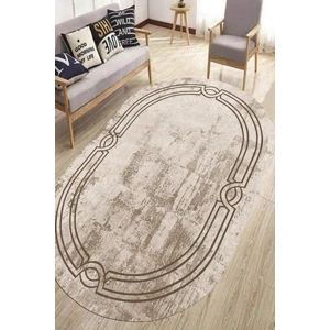 Kaymaz Taban Yıkanabilir Oval Çerçeve Motif Halı
