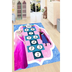 Özel Tasarım Elsa ve Anna Seksek Desenli Kaymaz Taban Yıkanabilir Dijital Baskı Çocuk Halısı