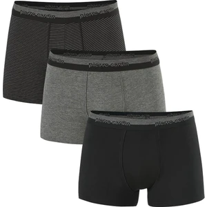 Pierre Cardin Siyah Gri Pamuk Elastan 3'lü Kutulu Erkek Boxer