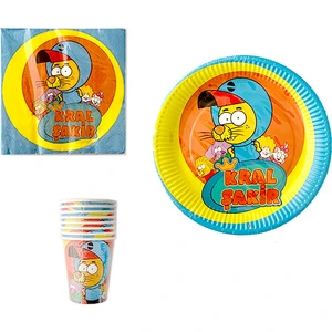 Kral Şakir Karton Parti Set (Karton Bardak, Karton Tabak, Peçete)