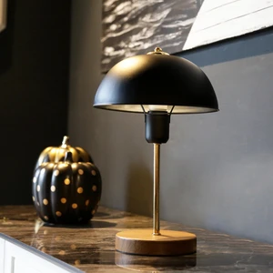 North Home Mantar Başlıklı Siyah Metal Abajur Salon Ofis Cafe İşletme Masa Lambası