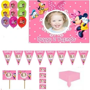 Hayaller Dükkanı Minnie Kişiye Özel Doğum Günü Süsleri Parti Seti