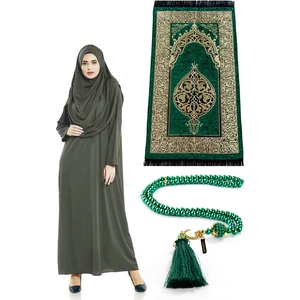 Tek Parça Namaz Elbisesi - Seccade - Tesbih - Ibadet Seti - Haki