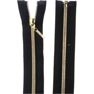 Kezban Tekstil Ferace Fermuarı Siyah Gold Dişli 110 cm