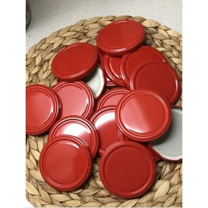 Metal 82 mm Kırmızı Konserve Kavanoz Kapağı Slikonlu 100 Adet